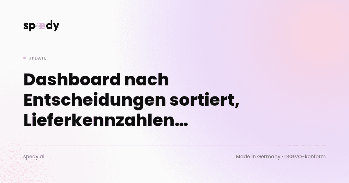Dashboard nach Entscheidungen sortiert, Lieferkennzahlen und Massenaktionen
